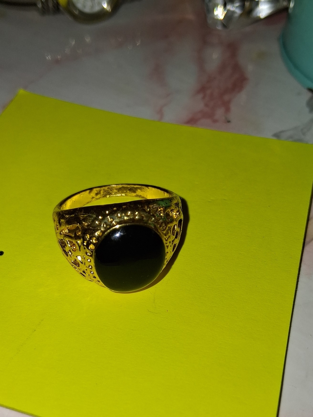 Vintage Gold Black Onyx Men's Statement Ring